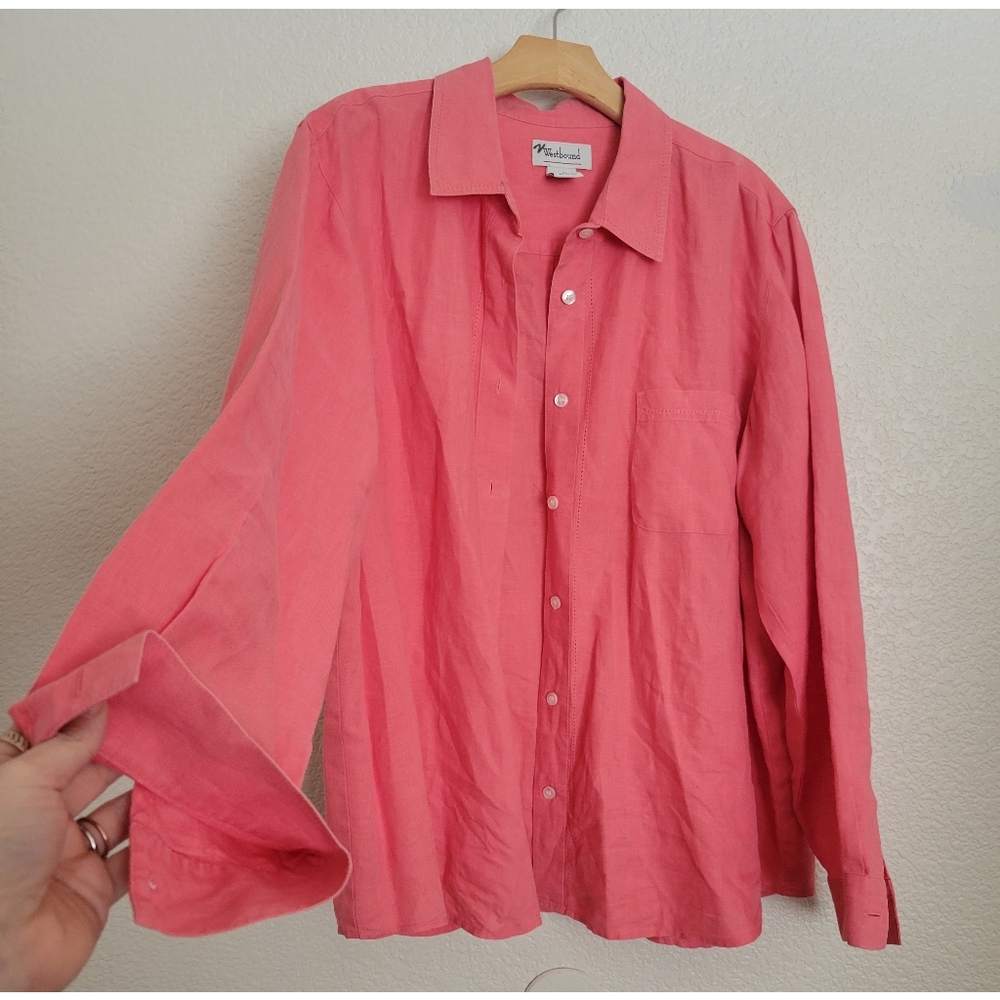 Womens Linen westbound Coral button up Size XL